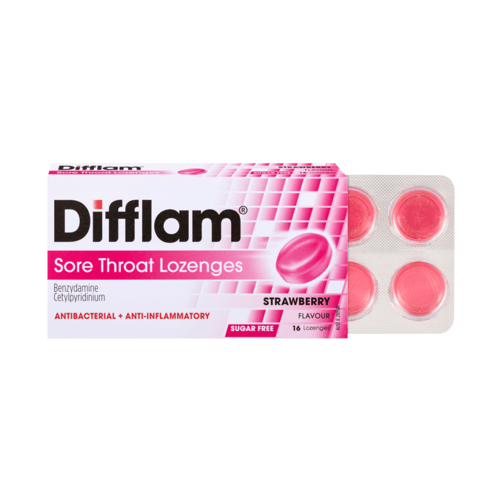 Difflam Sore Throat Lozenges Strawberry Flavour