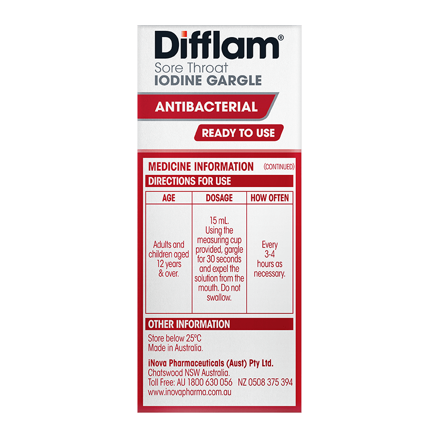 Difflam Sore Throat Gargle With Iodine