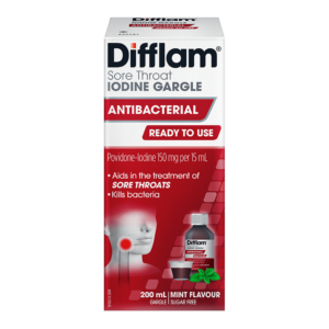 Difflam Sore Throat Gargle With Iodine 3d front product image