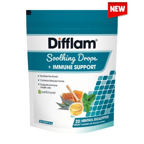 Difflam Soothing Drops + Immune Support Menthol Eucalyptus flavour