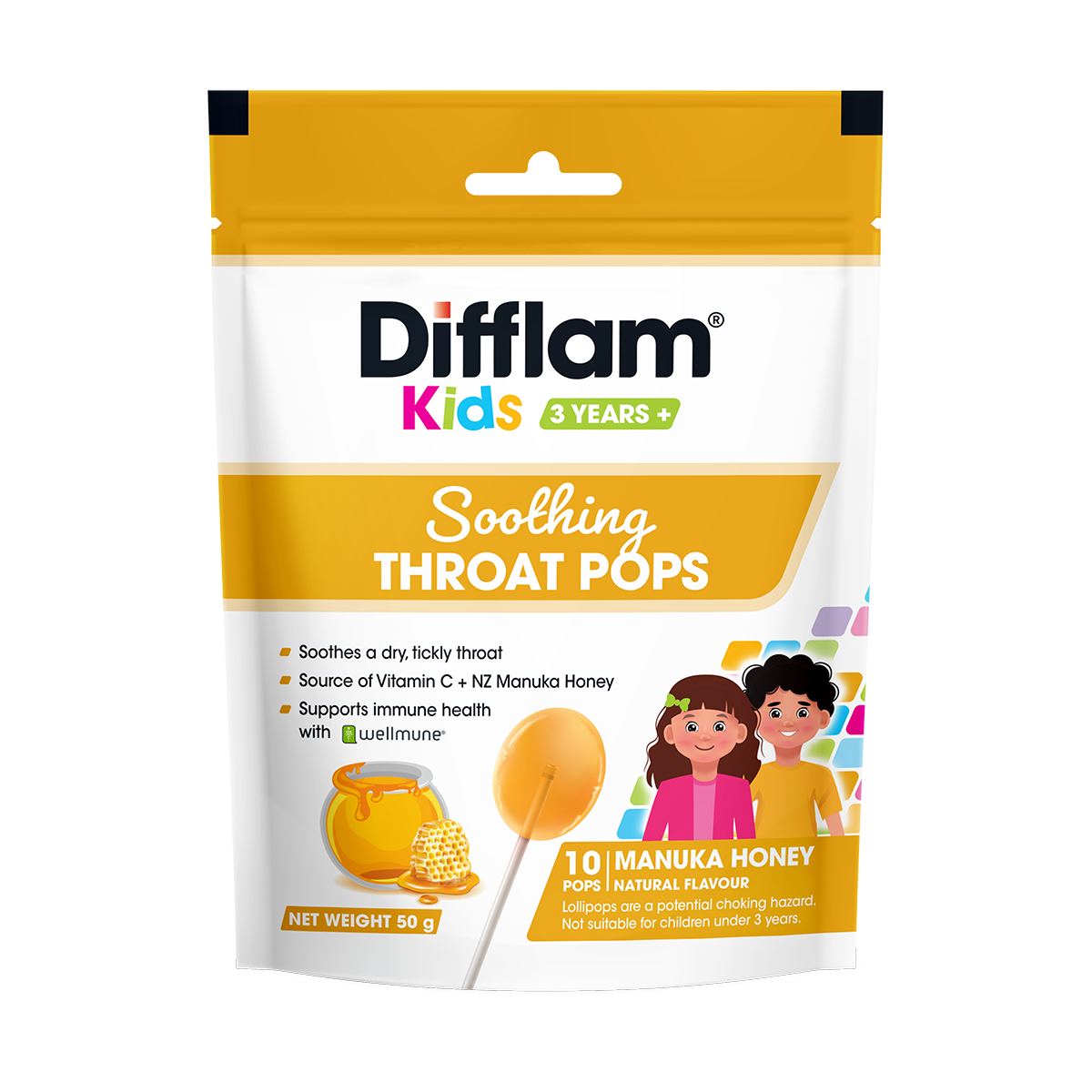 Difflam® Kids Soothing Throat Pops Manuka Honey