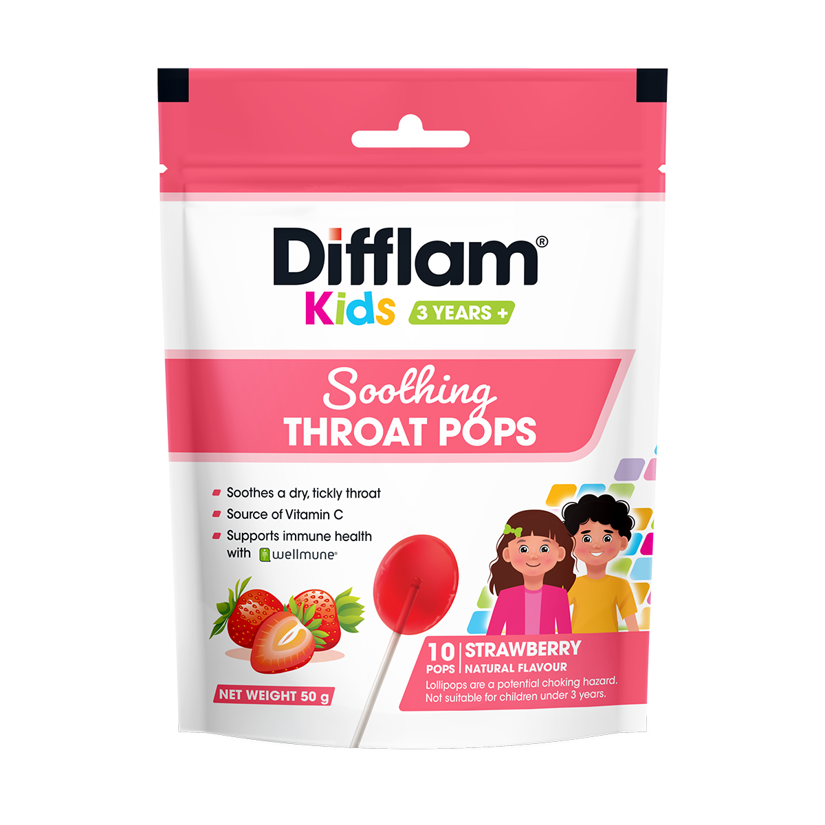 Difflam® Kids Soothing Throat Pops Strawberry