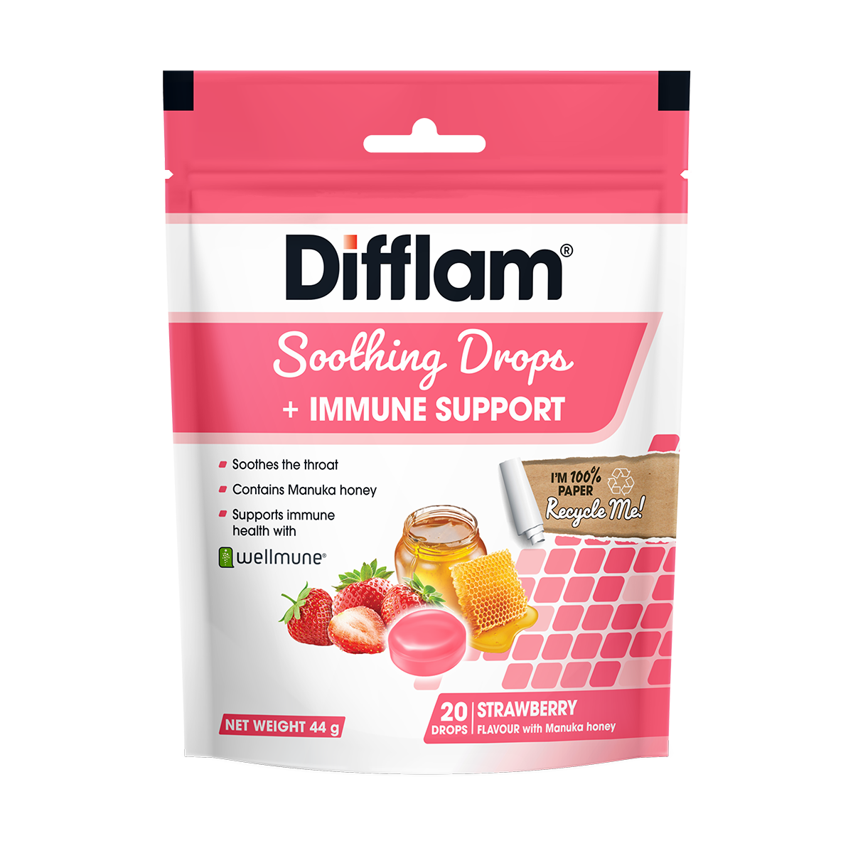 Difflam Soothing Drops + Immune Support Strawberry