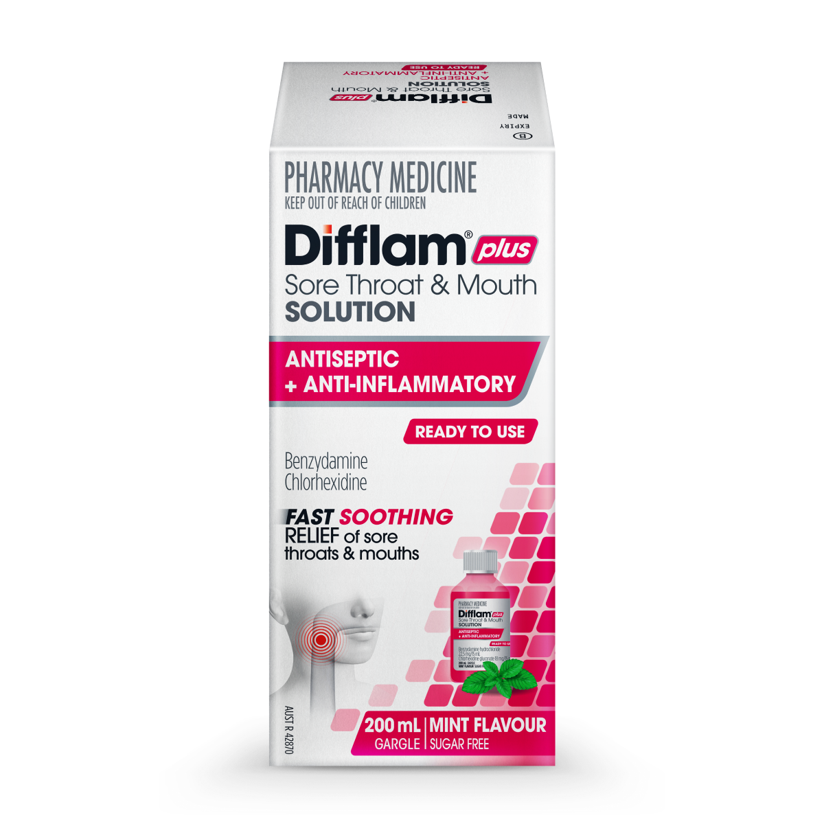 Difflam Plus Sore Throat & Mouth Solution