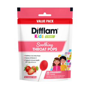 Difflam Kids Soothing Throat Pops Strawberry 20 Lollipops