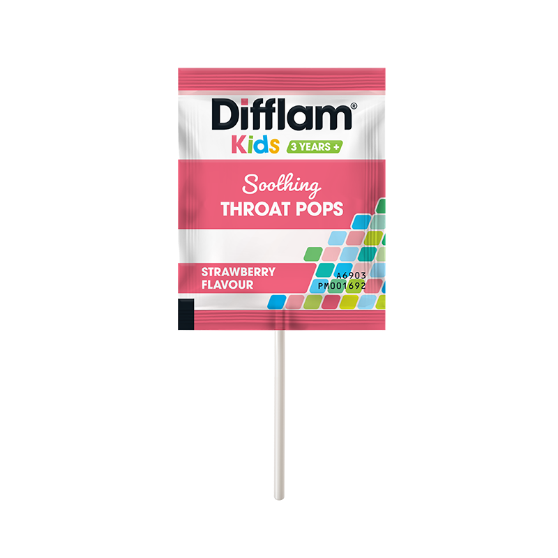 Difflam Kids Soothing Throat Pops Strawberry 20 Lollipops