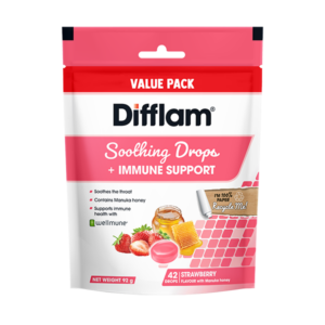 Difflam Soothing Drops + Immune Support Strawberry 42 Drops